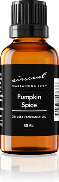AirScent Pumpkin Spice Diffuser Oil - Pumpkin Spice Essential Oil Blend for Ultrasonic and Waterless Diffusers and Crafting - 30 mL, 1 fl oz Glass Dropper Bottle - Fall Scents