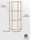 MANBUR Display Shelf with Dimmable LED Floor Lamp, Display Cabinet with Glass Bookcase, Home Decor, Bedroom Decor, Bookshelf with Light, Open Book Shelf with 4-Tier Shelf for Living Room Decor Gold