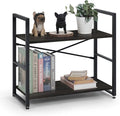 CAPHAUS 2 Tier Small Bookshelf, 24 Inch Width Free Standing Shelf, Bookcase Shelf Storage Organizer, Industrial Book Shelves for Home Office, Living Room, Black Shelves & Metal Frame