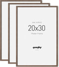 Yaetm Minimalist 20x30 Frame - Brown Walnut, Solid Wood 20x30 Poster Frame for Picture & Art Print, Lightweight, Horizontal and Vertical Wall Hanging for Photo Gallery (3 Pack, Walnut)