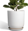 Pots for Plants - 10 Inch Ceramic Plant Pot with Drainage Hole and Saucer Large Planter for Plants Indoor Outdoor Modern Flower Pot for Home Decor White