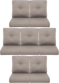 7-Piece Outdoor Patio Cushion Set - Fade & Water Resistant with Removable Olefin Cover, 22x24x4 Inch Memory Foam Cushions for Wicker Sectional Sof - Grey/Buckle