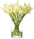ENOVA FLORAL 20 Pieces Real Touch Calla Lilies Artificial Flowers with Vase, Faux Flowers Arrangement in Glass Vase with Faux Water for Tabletop Decor (Ivory)