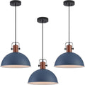 12 Inch Blue Pendant Lights Hammered Matte Pendant Lights for Kitchen Island Industrial Farmhouse Adjustable Height Dome Hanging Light Fixtures for Barn, Dining Room 3 Packs