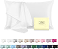 Mulberry Silk Pillowcase for Hair and Skin Pillow Case with Hidden Zipper Soft Breathable Smooth Cooling Silk Pillow Covers for Sleeping (White, Kingļ¼20