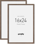 Yaetm 16x24 Frame - Brown Walnut, Solid Wood 16x24 Poster Frame for Picture & Art Print, Lightweight, Horizontal and Vertical Wall Hanging for Photo Gallery (2 Pack, Walnut)
