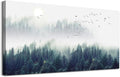 Canvas Wall Art for Living Room - Misty Forests of Evergreen Coniferous Trees in an Ethereal Landscape - Modern Home Decor The bedroom wall art Stretched and Framed Ready to Hang 24