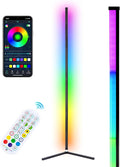 RGB Corner Floor Lamp, Bluetooth APP and Remote Control Music Sync LED Modern Floor Lamp for Living Room, Light Timing, 398 Dimmable Modes, 64.5
