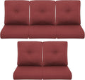 Patio Chair Cushions 5 Packs - Outside 22x24 High Back Water-Resistant Cushion with Zipper Cover for Outdoor Glider Rocking Chairs Loveseat 3-seat Couch Sofa – Red/Buckle