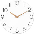 Wall Clock, 16 Inch Wooden Battery Operated Wall Clocks Silent Non-Ticking, Decorative White Clock for Living Room, Bedroom, Kitchen, Home, Office, School, Hotel