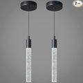 Modern Kitchen Island Pendant Light Dimmable LED Black Finish Mini Crystal Pendant Lighting Bedroom Bedside Table Small Pendant Lights(2-Pack)