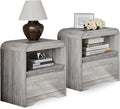 Grey Nightstand Set of 2, Nightstand with Drawers, 22