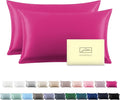 Silk Pillow Cases 2 Pack Soft Breathable and Sliky Standard Size Pillow Cases Set of 2,Natural Mulberry Satin Silk Pillowcase with Hidden Zipper for Hair and Skin (Hot Pink,20