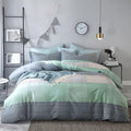VM VOUGEMARKET Cotton Modern Duvet Cover Set Blue Green Multi-Dimensional Patchwork Design Simple Luxury Cool 3 Pieces King Bedding Set-No Comforter