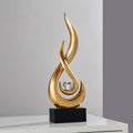 FJS Gold Decor Modern Flame Statue Home Decorations for Living Room, 11.8