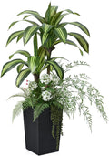 Artificial Dracaena Tree 4ft Artificial Plants Indoor UV Resistant, Dracaena Fake Plants with Multiple Plants in Black Tall Planter for Indoor Outdoor Decoration (1 Pack)