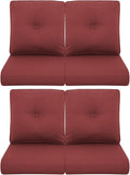 Patio Chair Cushions 4 Packs - Outside High Back Thick Water-Resistant Cushion 22x24 with Zipper Cover for Outdoor Glider Rocking Chairs Loveseat Couch – Red/Buckle