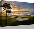 chenchenArt Pebble Beach Golf Course Wall Art Pictures Golf Course Poster Canvas Prints Golf Artwork Wall Decor for Living Room Bedroom Bathroom Home Decorations Framed Ready to Hang(12''H x 16''W)