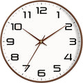 Woodgrain Wall Clock–Silent Non-Ticking Wall Clocks Battery Operated 8 Inch, Large Easy-to-Read Numbers Modern Modern Analog Clock for Bedroom Living Room Kitchen Office Gym (Brown)