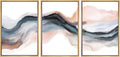 SIGNWIN Framed Canvas Print Wall Art Set Pastel Watercolor Blue Brown Ink Wave Smoke Landscape Abstract Shapes Illustrations Modern Art Decorative for Living Room, Bedroom, Office - 24