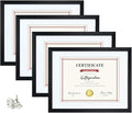 Giftgarden Black 8.5 x 11 Picture Frame with Mat, 10x12 Frame Matted to 8.5x11 Award Certificate Document Photo, Wall or Tabletop Display, Set of 4