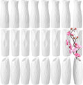 24 Pcs Composite Plastic Flower Vase Ceramic Look Decorative White Unbreakable Plastic Vases for Flower Centerpieces for Living Room Table Home Decor(Stylish Style)