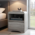 Night Stand Nightstand with Drawer Storage Curved Bed Side Table End Table Large Modern Wide Bedside Stand Tall Night Stands for Bedroom Living Room Sofa Couch Home Office, Grey