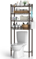 4-Tier Over Toilet Storage Shelf, Bathroom Organizer With Adjustable Freestanding Shelves, Space Saver Rack Above Toilet, Espresso