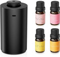 Waterless Essential Oil Diffuser Starter Kit with 4 x 10mL Fragrance Scent Oil, Battery Operated Mini Scent Air Machine Portable Diffuser for Home Car Office, ANX Black Kit01