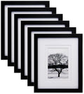 Egofine 8x10 Picture Frames Set of 6, Made of Solid Wood Covered by Plexiglass Display 4x6 and 5x7 with Mat or 8x10' without Mat, for Table Top Display and Wall Mounting Photo Frame Black