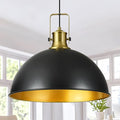 18 Inch Black Farmhouse Pendant Lights for Kitchen Island Industrial Pendant Lighting Adjustable Height Vintage Dome Hanging Light Fixtures for Barn, Dining Room