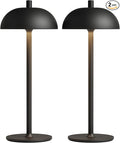 2 Pack Rechargeable Cordless Table Lamp - 5000mAh Battery Powered Lamp, 3 Color Stepless Dimming Portable LED Table Light for Restaurant, Patio, Home, Dinner.(Black)