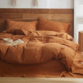 Pureant Pumpkin Comforter Set King Burnt Orange Bedding Comforter Sets Cotton for Women Girls Solid Brown Terracotta King Comforter Soft Rust Caramel King Size Comforter Sets Dusty Pumpkin Quilts