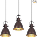 Brown Pendant Lights Kitchen Island 3 Pack, Vintage Pendant Light, 6.5’’ Farmhouse Light Fixtures, Adjustable Height, Pendant Lighting for Dining Room, Living Room, Sink, Bar