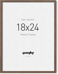 Yaetm Minimalist 18x24 Frame - Brown Walnut, Solid Wood 18 x 24 Poster Frame for Picture & Art Print, Lightweight, Horizontal and Vertical Wall Hanging for Photo Gallery (Single, Walnut)