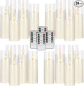 24-Pack Acrylic LED Flameless Pillar Candles with Remote & Timer, Battery Powered - Perfect for Indoor/Outdoor Decor,Wedding,BBQ and Gift - Easily Create a Magical Atmosphere.