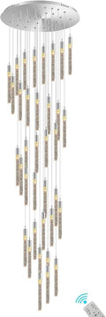 Flashing God H150 High Ceiling Chandelier 36-Lights Chrome Chandeliers for Entryway Crystal Drop Light Large Long Staircase Chandelier Light Fixture for Foyer Hallway Living Room