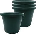 The HC Companies Classic Round Plastic Plant Pot w/Rolled Rim - Lightweight & UV Resistant Flower Pot for Herbs & More - Outdoor & Indoor Plant Pots w/Drainage (7 inch Evergreen, Pack of 4)