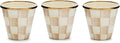 MACKENZIE-CHILDS Enamel Herb Pots, Small Plant Pots for Herbs or Flowers, Set of 3, Brown-and-White Mocha Check