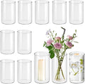 12pcs Glass Vase Cylinder Vases for Centerpieces Small Flower Glass Clear Vases Home Decor Centerpiece Table Flower Vase Decorations for Home&Wedding Decoration 6 Inch Tall
