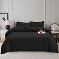 Luxlovery Black California King Comforters Set Women Men Solid Black Bedding Set Cal King Soft Breathable Lightweight Durable Comforter Set Fluffy Blanket Quilts