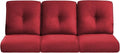 22x25/22x24 Outdoor Couch Cushions for Patio Funiture Set of 3 - High Back Outside Seat Cushions for Lawn Wicker Dining Chair Rocker Glider Loveseat 3-Seater Sectional Sofa - Red/Button