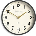 NEWGATE® Master Edwards Wall Clock | Mid Century Style Clock | 12 inch | Deep Metal case in matt Dark Grey | Modern Retro Design for Kitchen, Living Room or Office