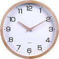 Kesin 12 Inches Wooden Round Silent Wall Clock White Wood Wall Clocks Analog Digital Battery Operated Non Ticking for Living Room Kitchen Bedroom Office Vintage Home Decor
