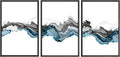 SIGNWIN Framed Canvas Print Wall Art Set Black Blue Smoke Wave Landscape Abstract Shapes Illustrations Modern Art Decorative Contemporary Colorful for Living Room, Bedroom, Office - 24