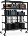 Garage Shelving 5 Tier Industrial Metal Shelving Units for Commercial, Basement, Pantry, Warehouse, School, Black Heavy Duty Easy Assembly 23.6