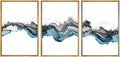 SIGNWIN Framed Canvas Print Wall Art Set Black Blue Smoke Wave Landscape Abstract Shapes Illustrations Modern Art Decorative Contemporary Colorful for Living Room, Bedroom, Office - 24