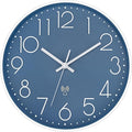 Foxtop Atomic Wall Clock Battery Operated Round Analog Modern Wall Clock Sets Automatically for Office Classroom Bedroom Kitchen Living Room (Cerulean)