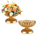 Compote Bowl Vases for Centerpieces Urn Vase, Metal Small Pedestal VaSe Gold Pot, Flower Arrangement for Wedding Anniversary Party Home Decor, 2Pcs