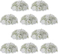 NUPTIO Babys Breath Artificial Flowers: 10 Pcs 8.6 inch Diameter White Rose Ball Fake Arrangement Bouquet for Wedding Centerpiece Event Party Tables Decorations